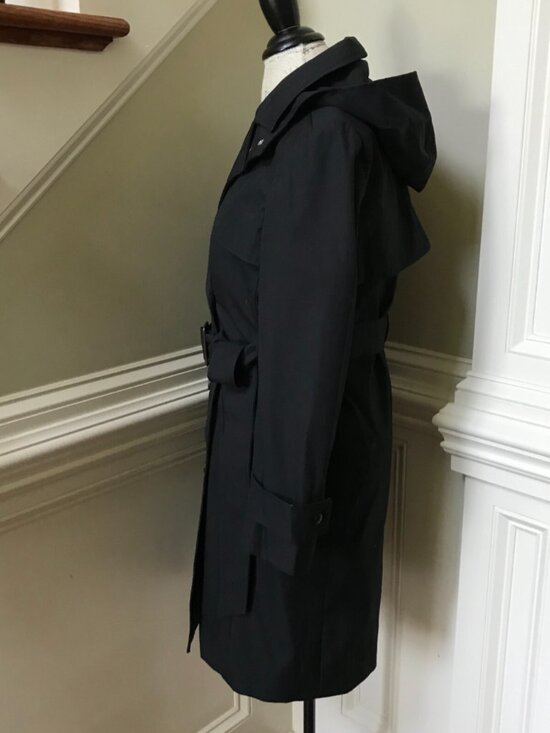 NWT JCREW NEW Icon Trench Coat Womens 4 P Petite Black Hooded Belt Jacket BF458 - Picture 8 of 12
